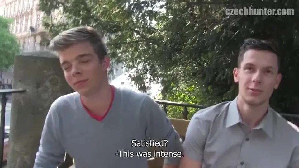CH 270, Camera guy pays 2 young guys, one in grey knit, the other in a grey shirt, to
