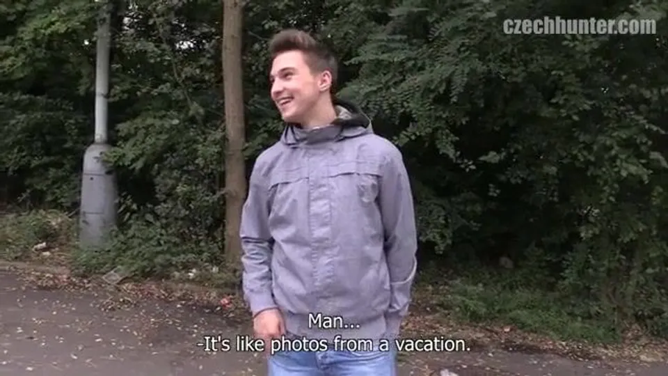 CH 272, Camera guy pays a young guy in grey waterproof hoodie to suck and be fucked