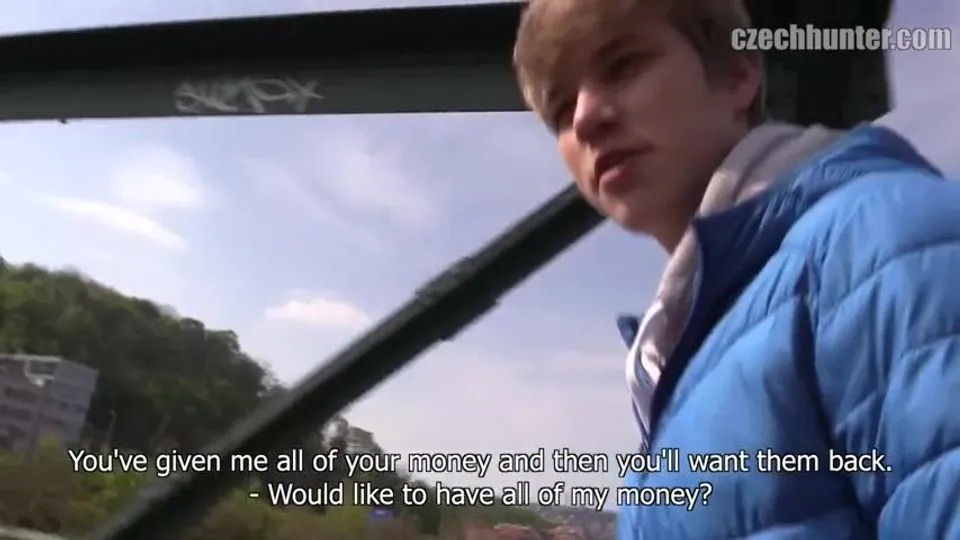 CH 302, Camera guy pays a young guy in blue winter jacket to suck and be fucked
