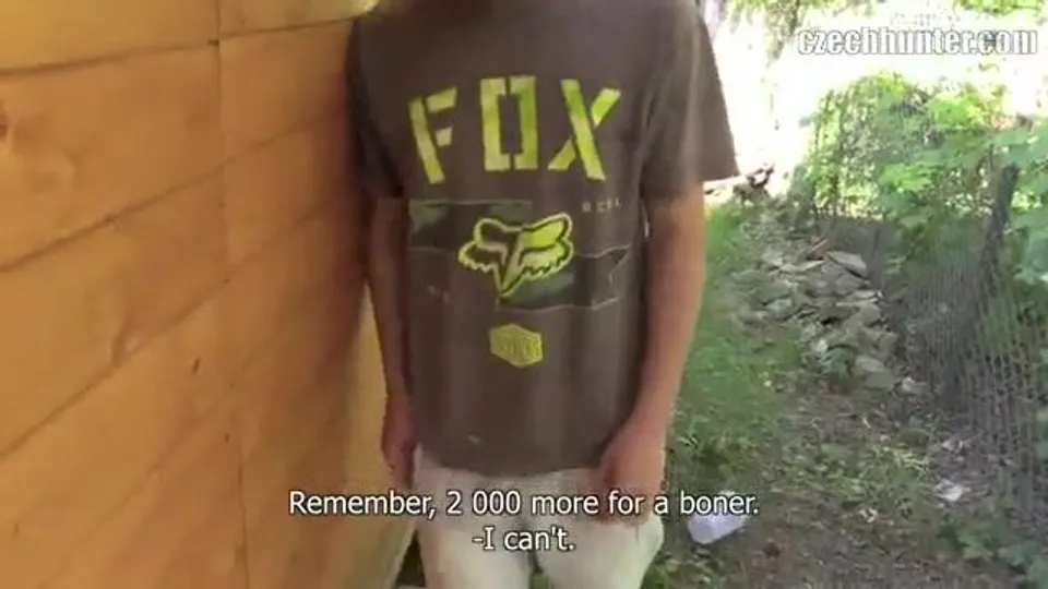 CH 311, Camera guy pays a young guy in "Fox" brown T at the BBQ to suck and be fucked