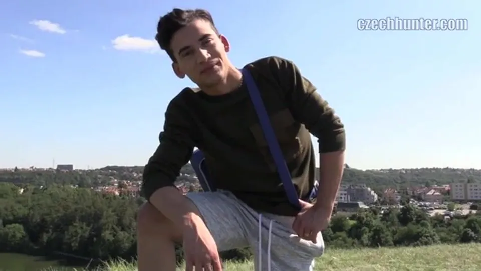 CH 316, Camera guy pays a young guy in dark green T and jogging shorts to suck and be