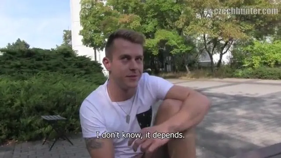 CH 376, Camera guy pays a young guy in a white T with a black pocket, to suck and be