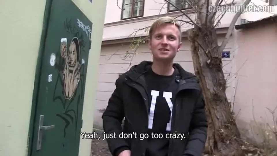 CH 394, Camera guy pays a young guy all in black and blue jeans, to suck and be fucke