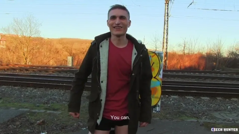 CH 420, Camera guy pays a young guy in black jacket with a wool hoodie, and a red T,