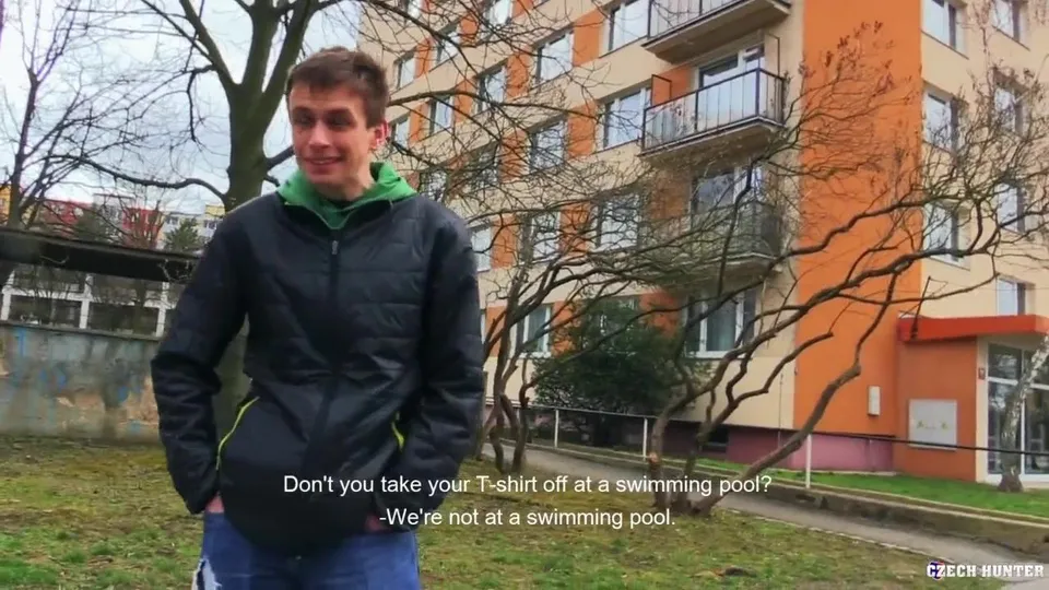 CH 421, Camera guy pays a young guy in black jacket with a green hoodie to suck and b