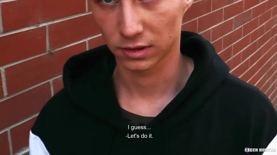 CH 428, Camera guy pays a young guy in black white and green hooded jacket to suck an