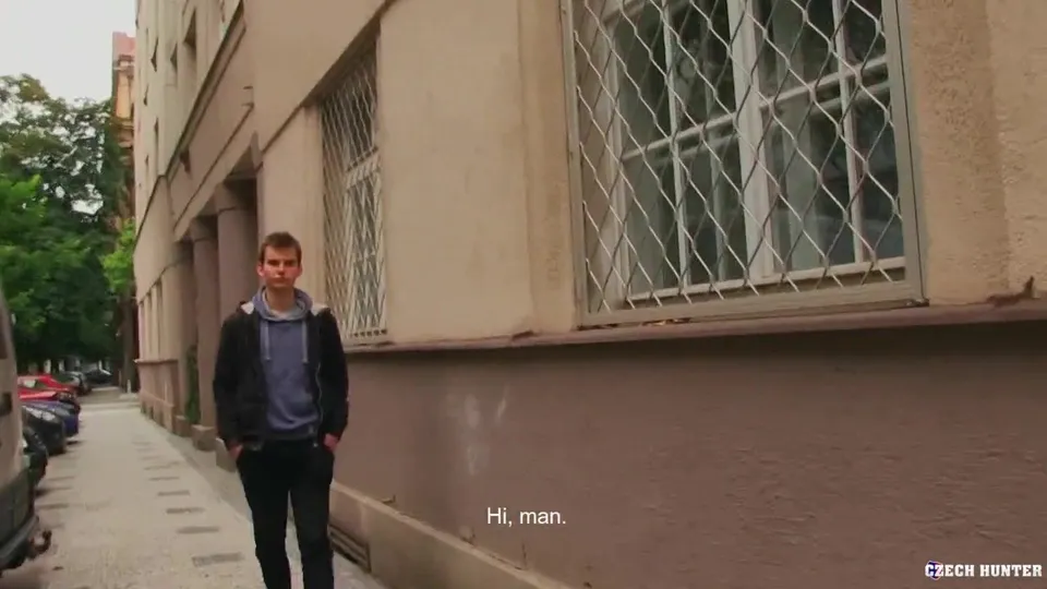 CH 437, Camera guy pays a young guy in brown jacket and purple hoodie to suck and be