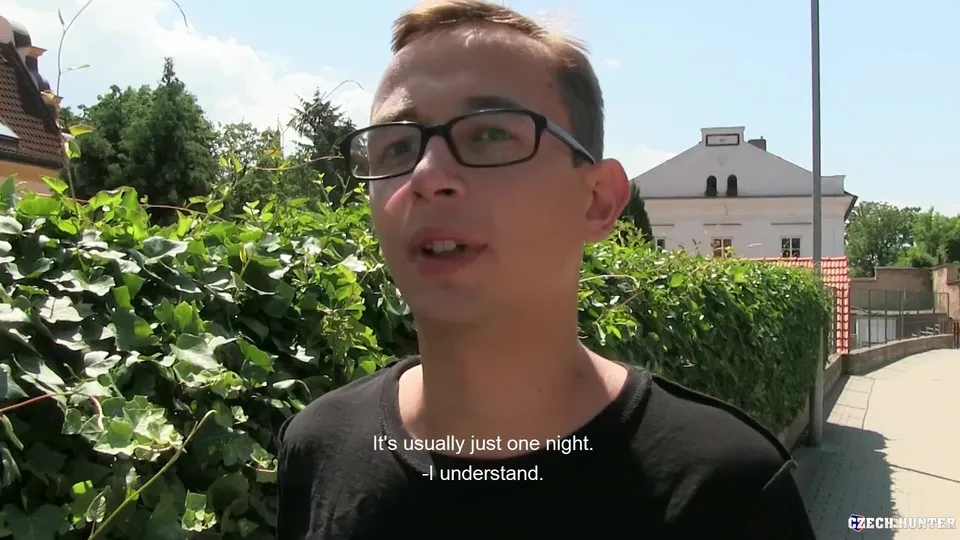 CH 448, Camera guy pays a young guy in black T and glasses to suck and be fucked