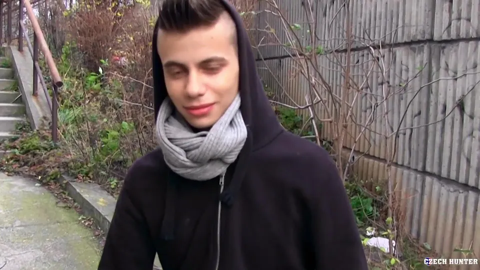 CH 492, Camera guy pays 2 young guys, one in camo trousers and a grey jacket, the oth