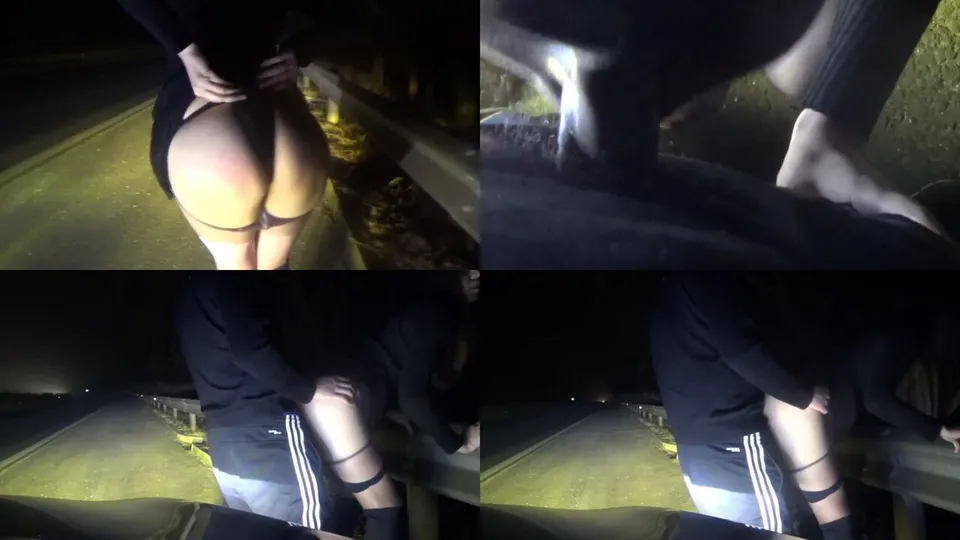 Chinese couple having sex on the roadside selfie 