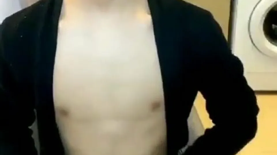 Chinese twink sprays himself.
