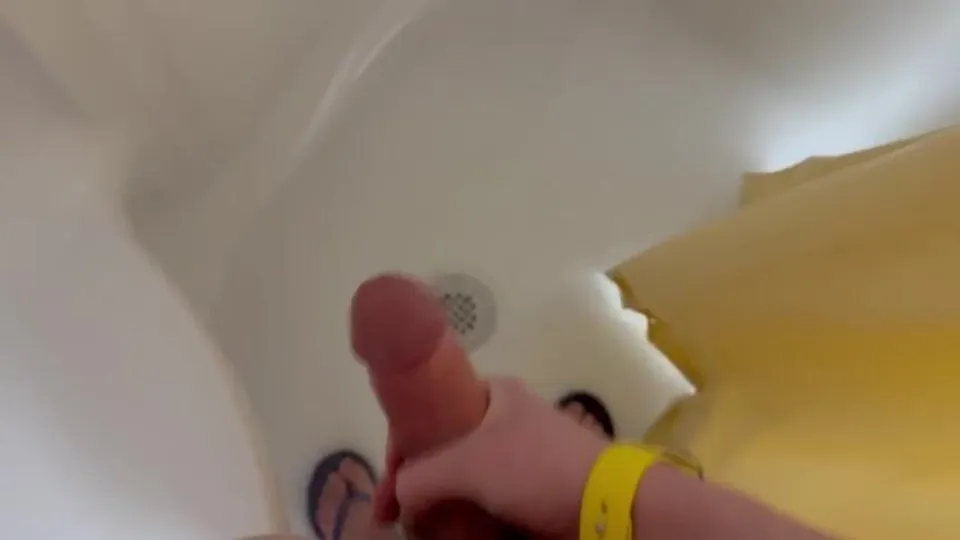 College boy getting off in the shower
