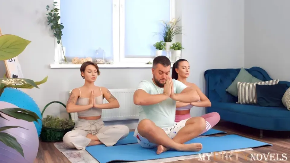 Inked Yoga Instructor Seduced by Couple