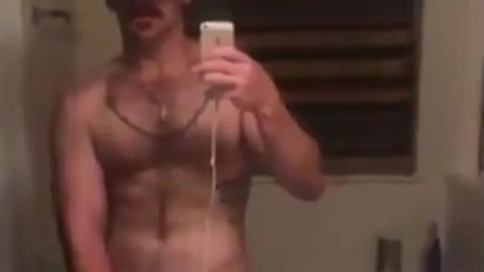 Cowboy Jerks Off in Mirror