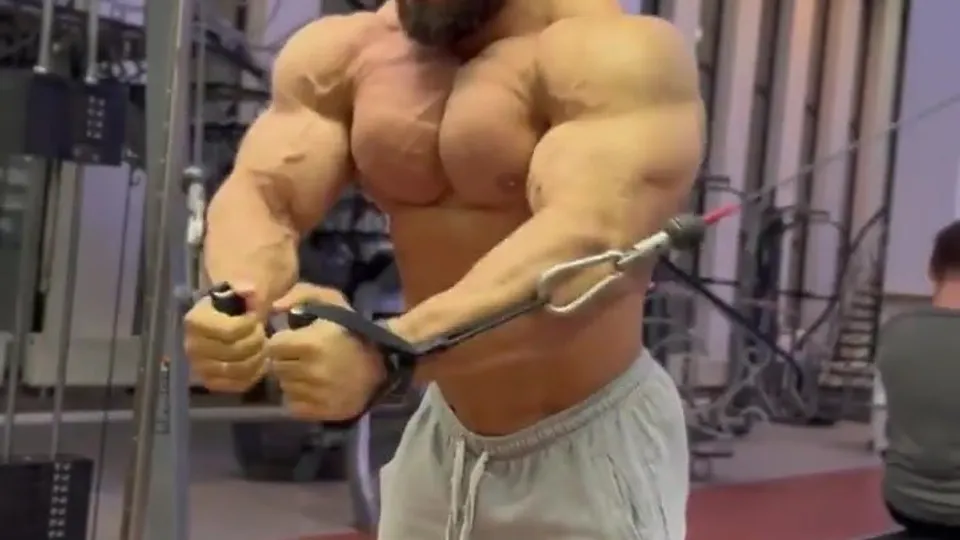 Muscular Bodybuilder Showcases Strength