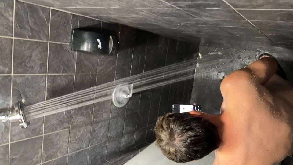 Cumming in gym shower - ThisVid.com