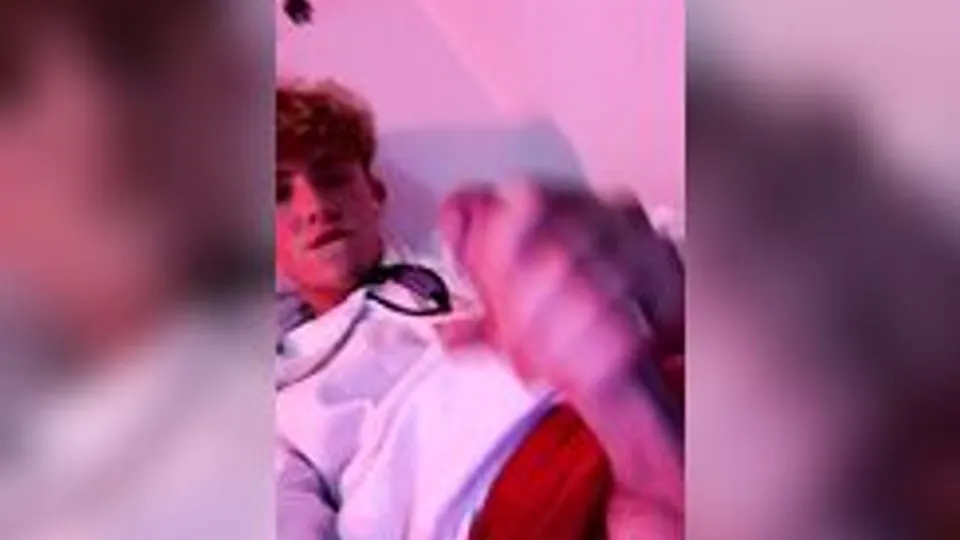 Curly blond high school student jerking off