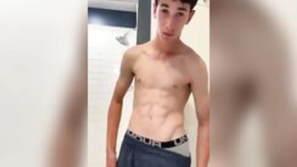 Curly hair with tan lines muscle boy strips