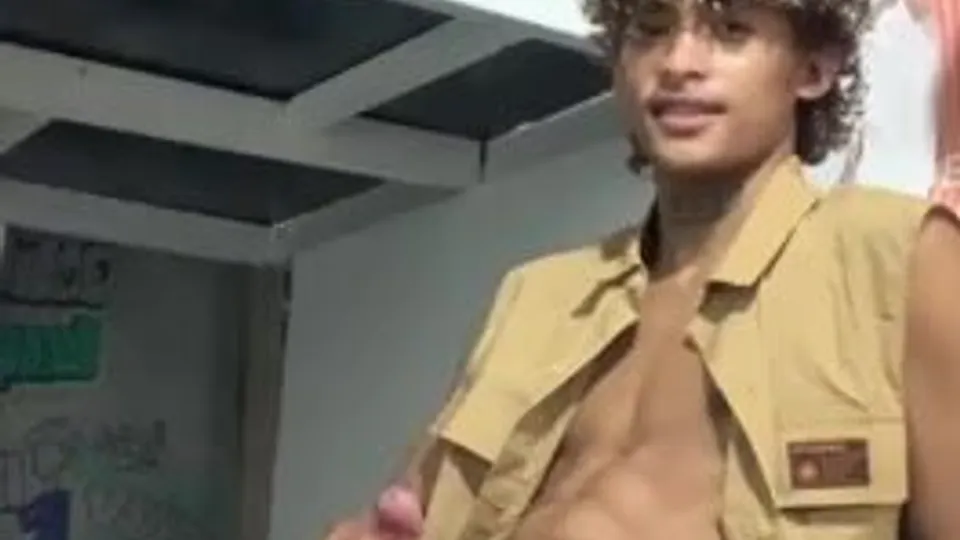 Curly haired beauty jerk his cock - ThisVid.com