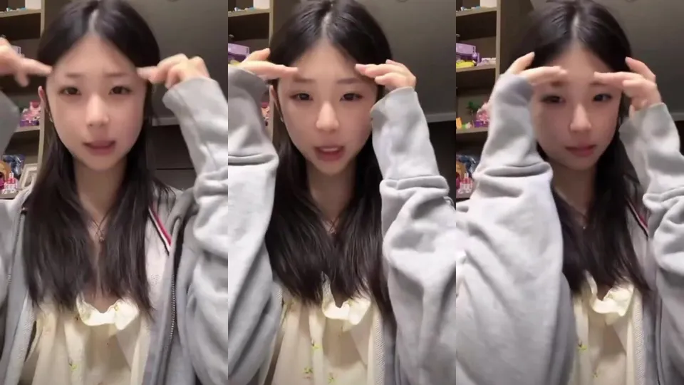 Cute anchor showing off her spots during live broadcast 