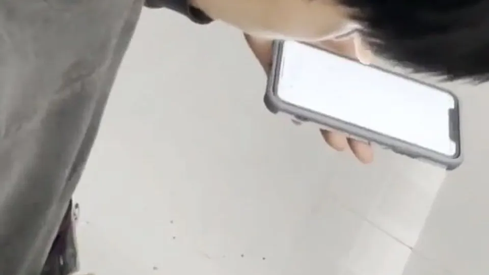 Cute asian college boy wanks in toilet