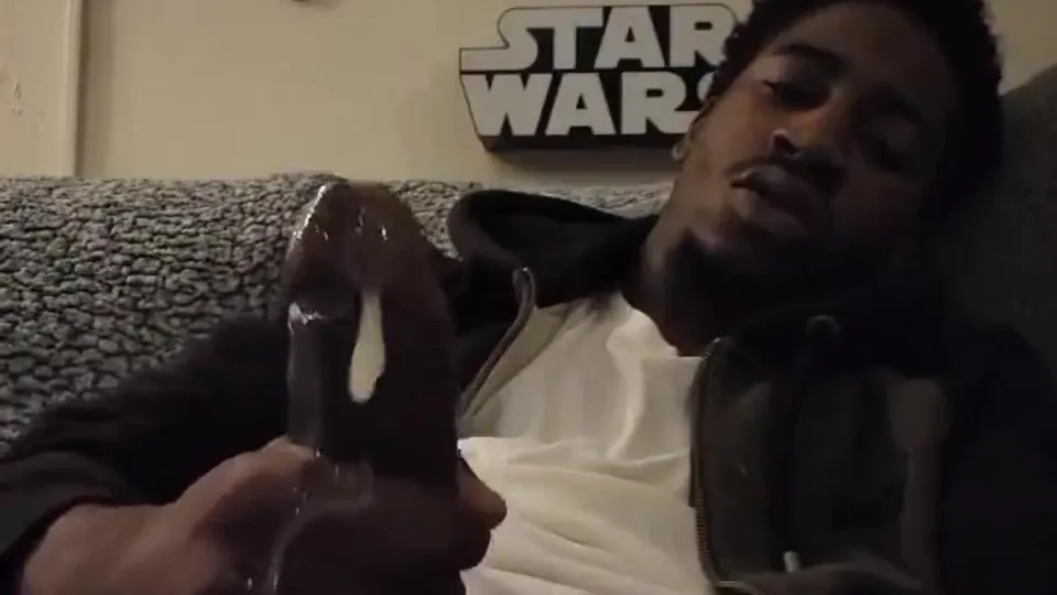 Cute black dude stroking his uncut dick 2 - ThisVid.com