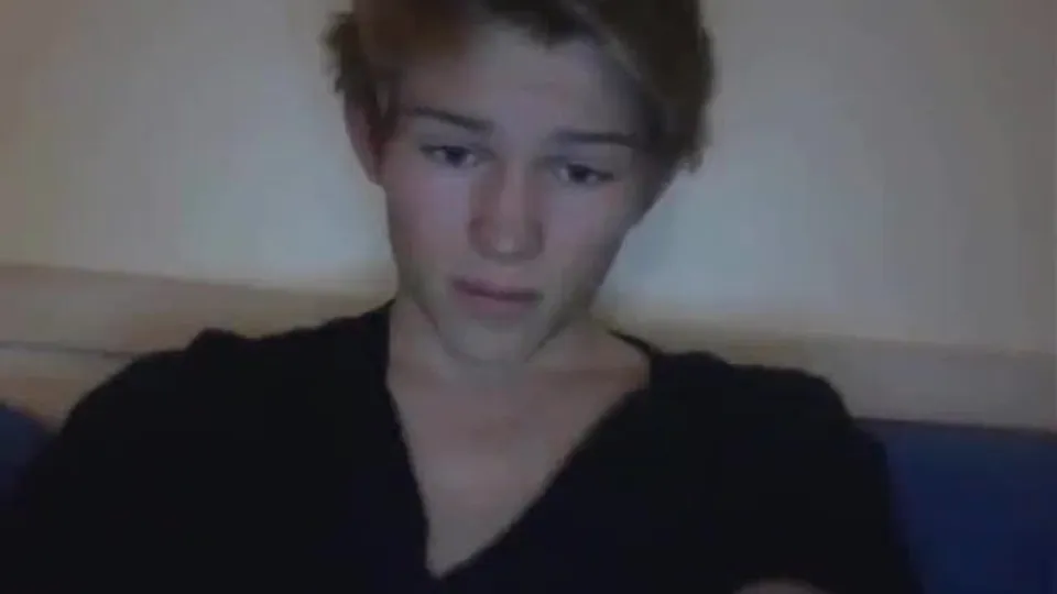 Cute blond playing with is dick