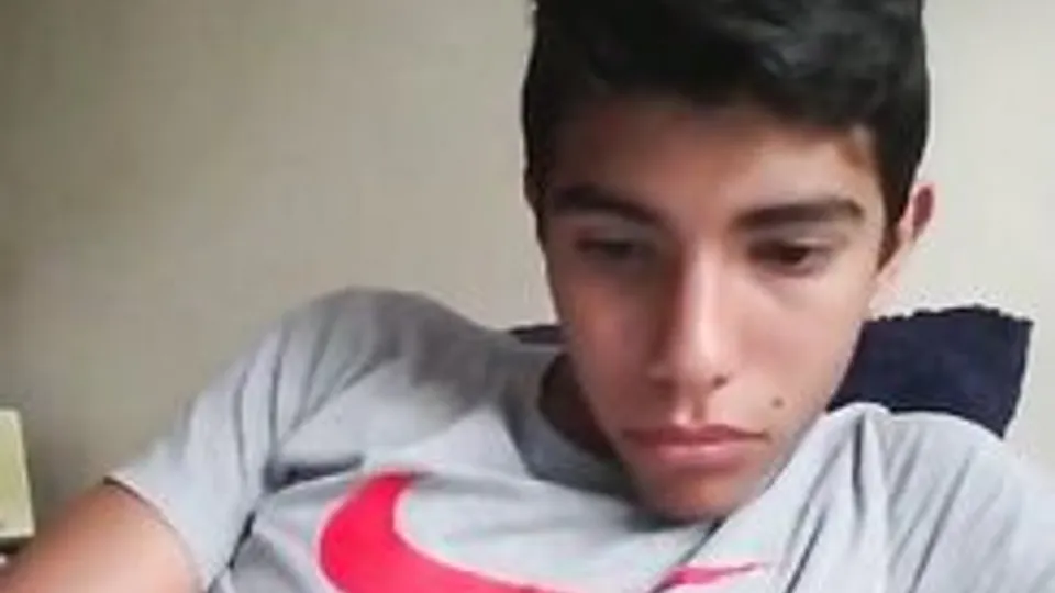 Cute boy jerking off big dick on webcam