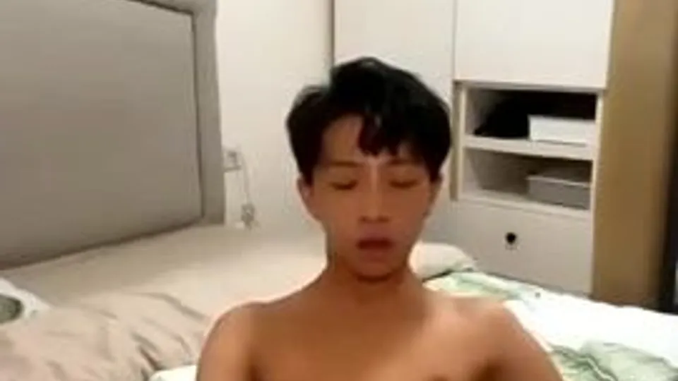 Cute Chinese boy wanks on chat