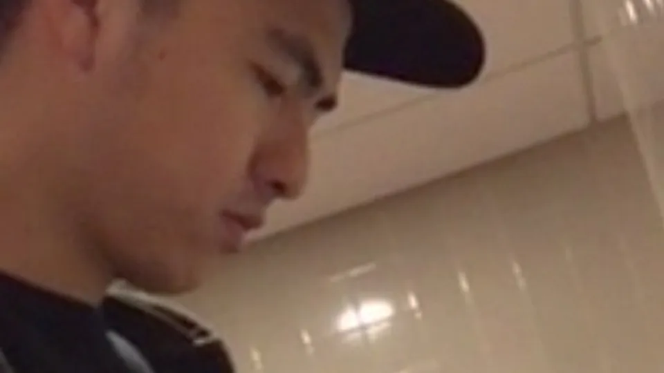 Cute College Guy Pisses in Urinal