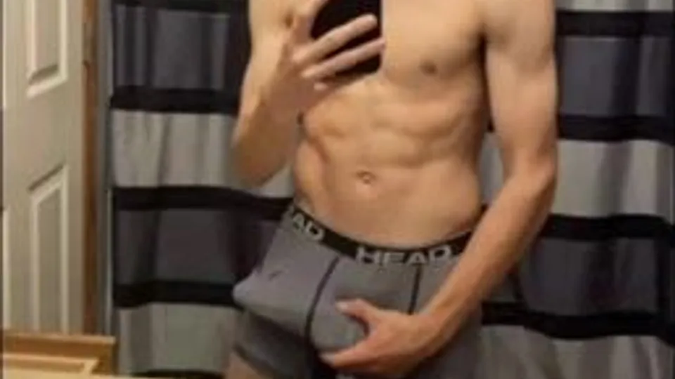 Cute fit curly  twink showing his hairy big cock