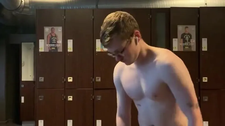 Cute nerd changes into jockstrap - ThisVid.com
