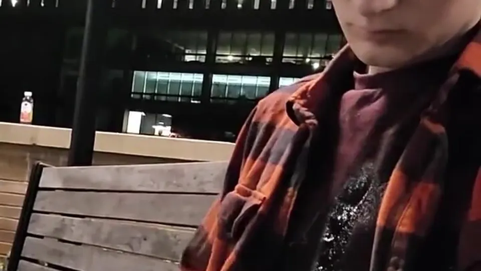 Cute teen pissing on himself outdoor - ThisVid.com