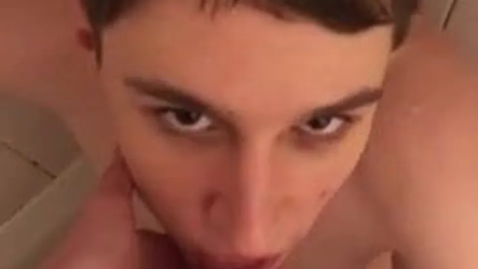 Cute twink gets a handjob in shower before giving a blow job and enjoying pee porn