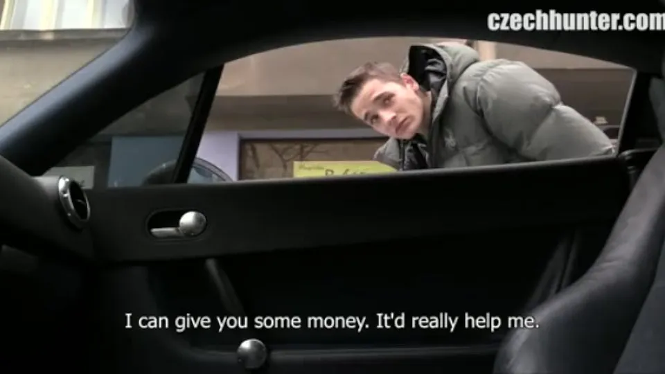 Czech guy blows a stranger in the car for some cash