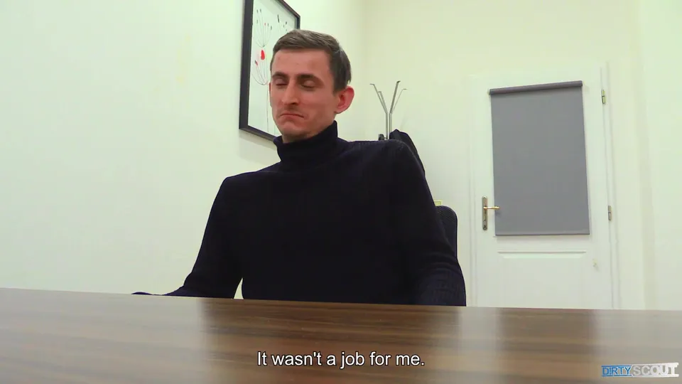 DS 272, Young guy in black polo neck jumper has to suck and be fucked to get the job