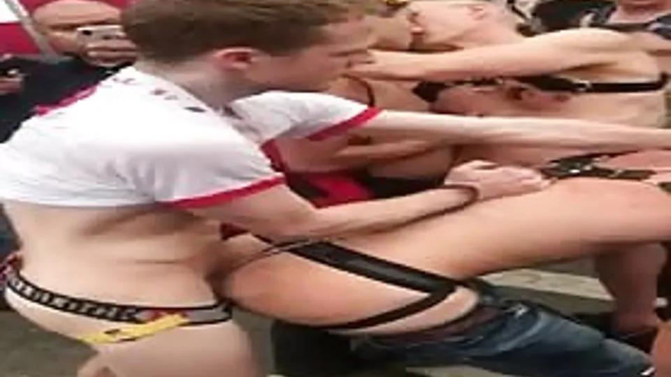 English dude getting fucked in public at folsom street fair