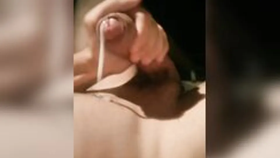 Enjoying uncut cock cumming