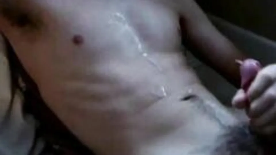 Faceless muscle boy wanks and cums