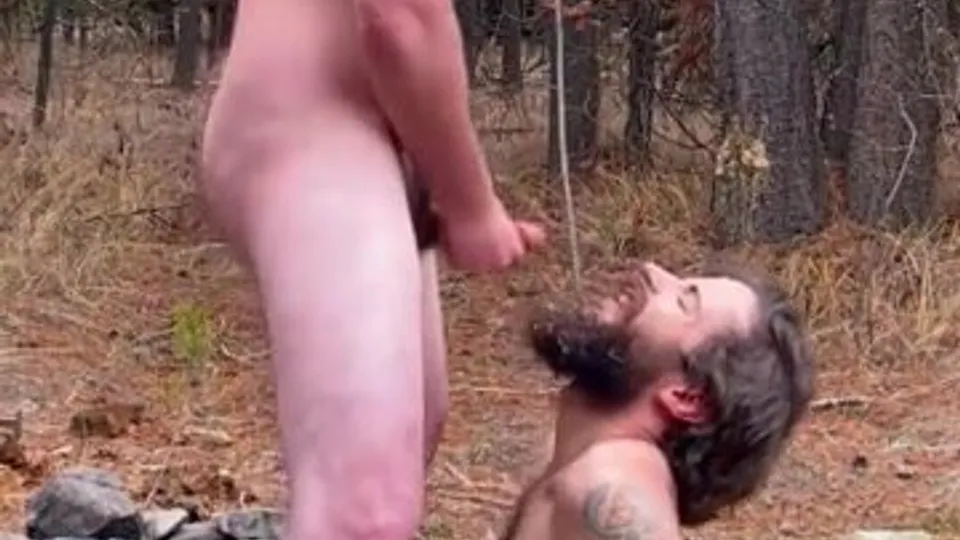 Facial cum on beard in woods - ThisVid.com