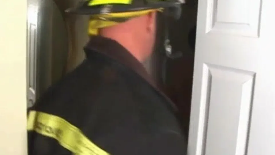 Firemen use the pole