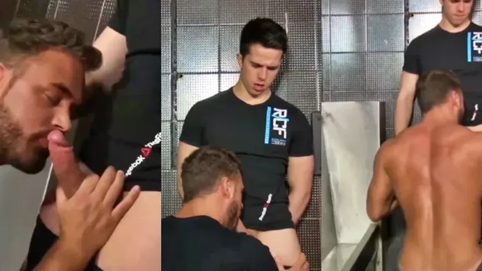 Fitness Coach and Teen in Club Bathroom