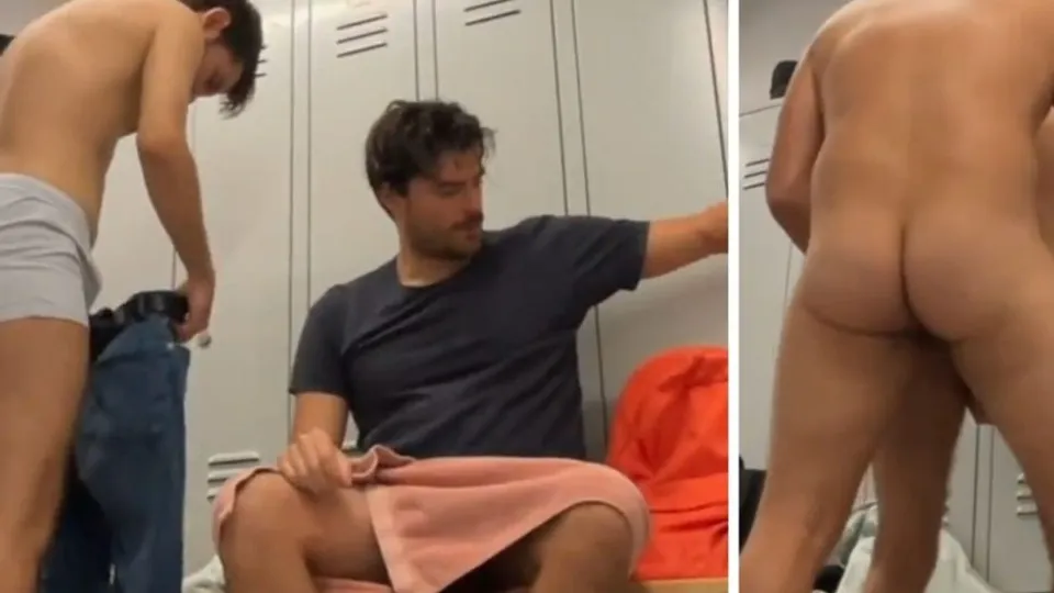 Fooling around in the locker room