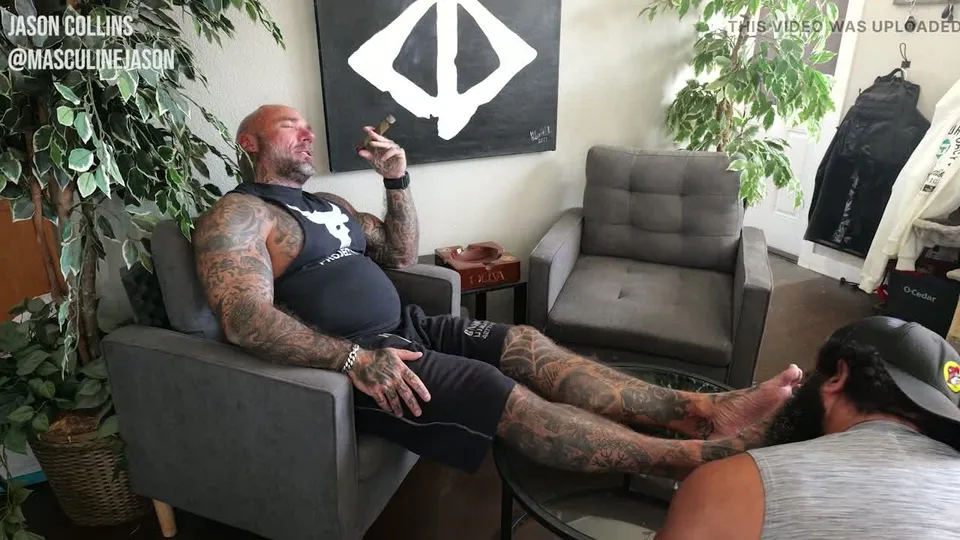 Oscar Bear's Foot Worship and Cigar Play