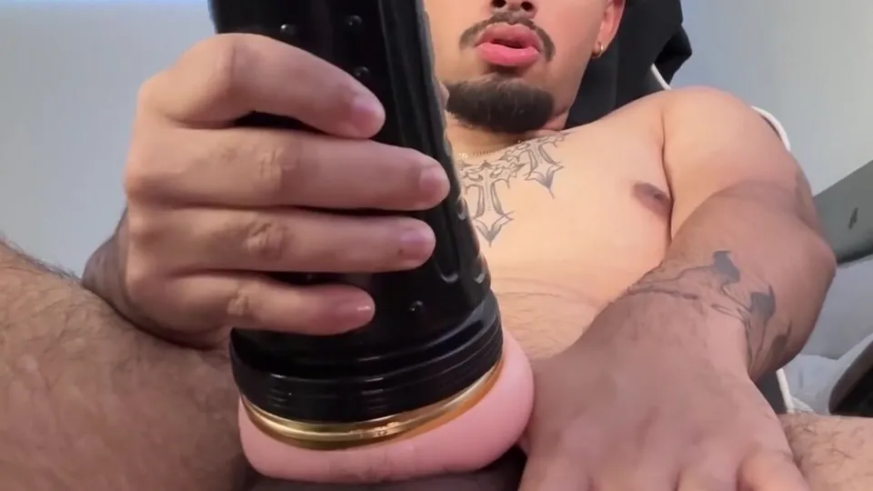 Fucking his favorite toy until he busts a thick load