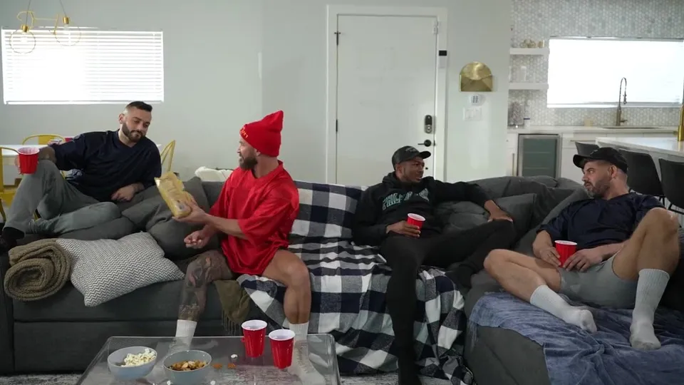 Game night orgy – Drew Valentino, Sean Xavier, Bruce Jones, Grayden Hall
