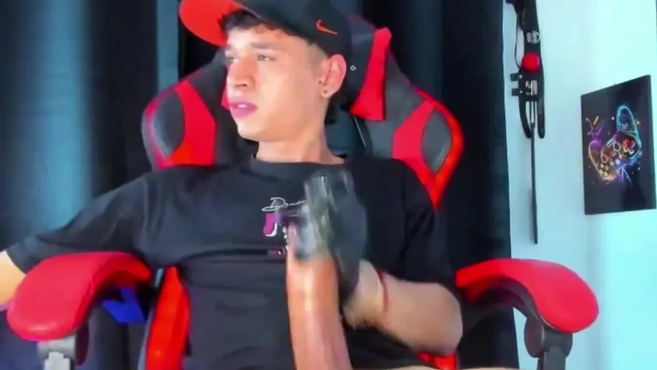 Gamer Boy in Red & Black With Big Dick Cums 191