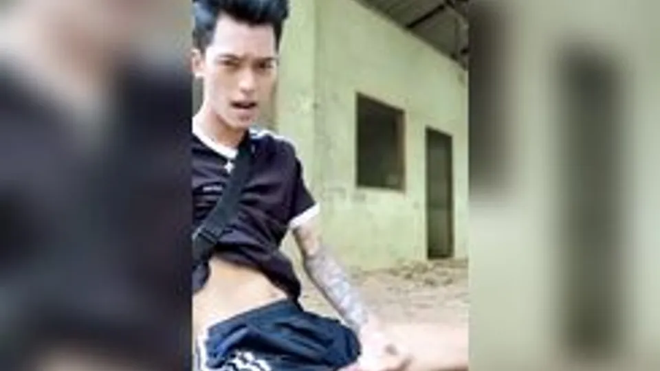 Gay Asian Jerks & Cums Outside 210