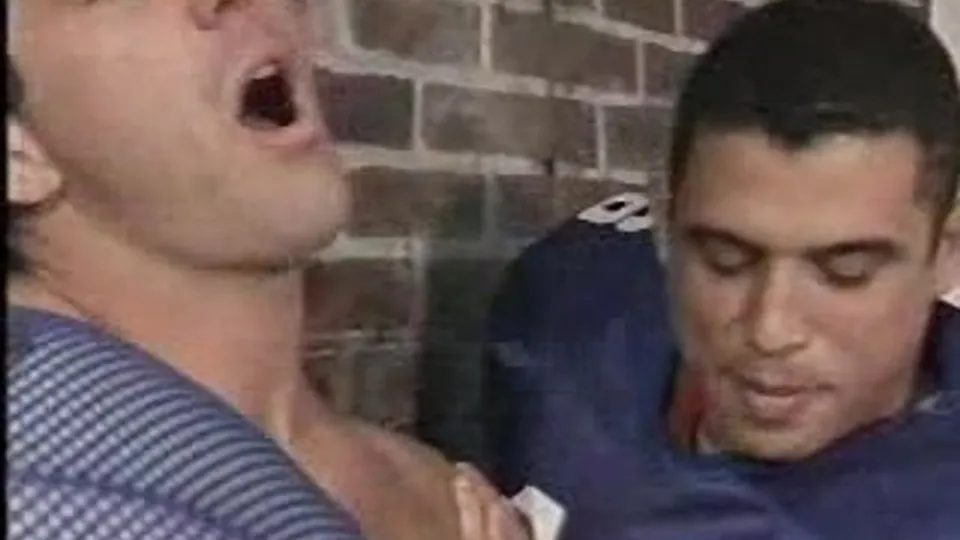 Gay sex in a locker room