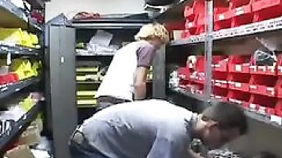 getting some help in the storeroom